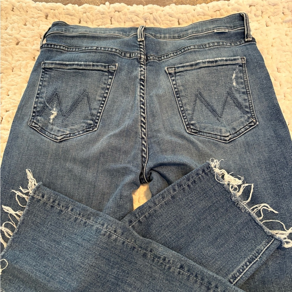 Mother mid rise Dazzler ankle frayed jeans
